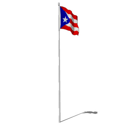 Low-poly Puerto Rican flag on 50 ft pole. 