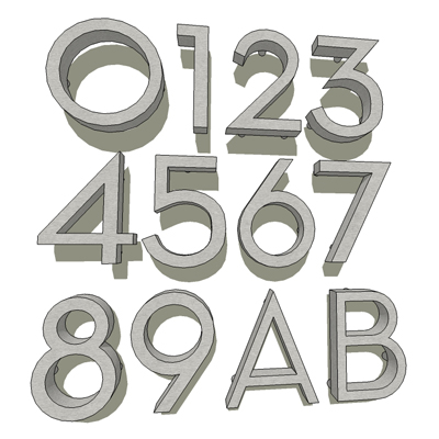 Set of stainless steel house numbers, and two lett.... 