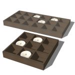 Candles on wooden rectangular base. Candles are a ...