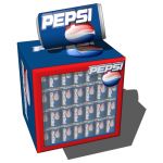 Small fridge with image mapped Pepsi cans.
Note t...