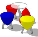 Moulded plastic bullet shaped 3 legged stool with ...