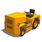 Baggage tug and cart with low-poly train