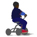 2D Face Me figure; young boy on trike.
