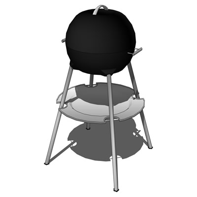 Dome shaped BBQ with grate and food platter.<br.... 