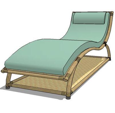 Cane deck lounger with side table. 
