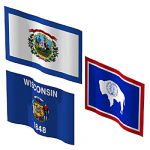 The state flags of West Virginia, Wisconsin and Wy...