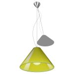Ribbed glass suspension lamp highlighted by an int...