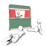 Puppet theatre/store with chalkboard front by Stef...