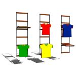 Wall-mounted clothing racks fixed on wooden frames...