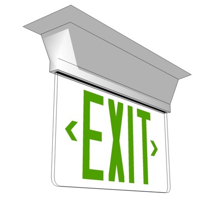 Transparent Single Faced Exit Sign with Green Lett.... 