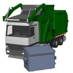 Garbage truck / bin lorry; front loading.