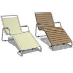 Lounge chair in canvas and wood slats finish