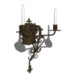 Rustic iron wall sconce.