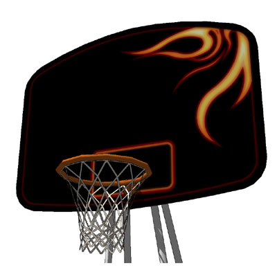 Street ball court and basket with fire texture on .... 