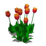 Low poly bunch of tulips