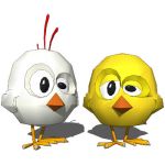 Two funny chickens for decoration or game model.