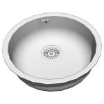Circular stainless steel sink. 438mm diameter.