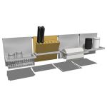 Modern style kitchen rack system for between upper...