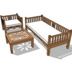 Indonesian teak furniture set consist of a daybed,...