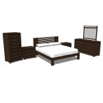 A contemporary clean lined bedrrom set. Shown in d...