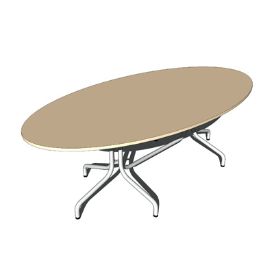 Table top oval, twin pedestal frame
with three cl.... 