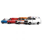 Chevy Van 1985, in four emergency configurations.