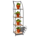 Wrought iron sinuous 4 plants stand.