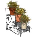 Wrought iron 3 steps plants stand.