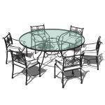 Wrought iron outdoor dining set. Model comes with ...