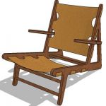 Teak armchair with leather seat