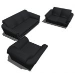 Black leather sofa set