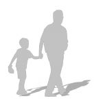 2d cut-out figure of a man and boy - note: outline...