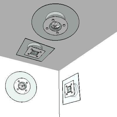 Ceiling mounted and wall mounted lightig fixtures. 