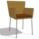 Wicker dining chair with chair pad