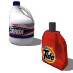 Clorox bleach bottle and
tide laundry bottle