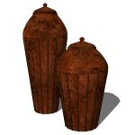 Hacienda large lidded metal urns. Ribbed design wi...