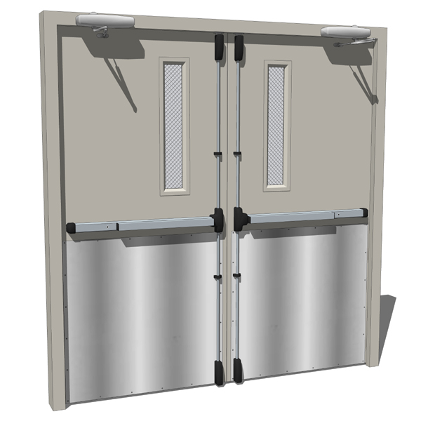 High traffic double panel metal doors that can be .... 