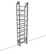 Wall based ships ladder for roof access. Adjustabl...