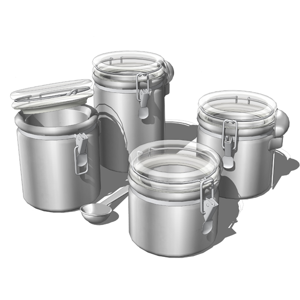 4-Piece kitchen canister set. 4 different medium t.... 