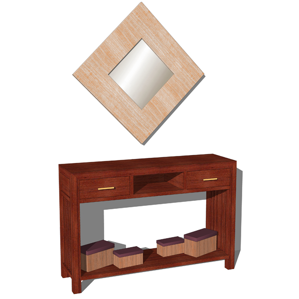 Simple line console table with accesories. The con.... 