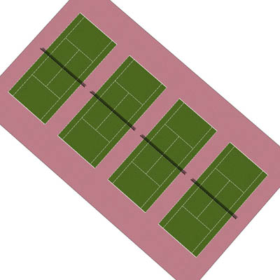 4 Battery tennis courts in 4 spacing configuration.... 