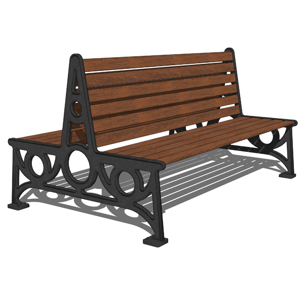 Cast iron and wood double bench No. 514 by CIS Str.... 