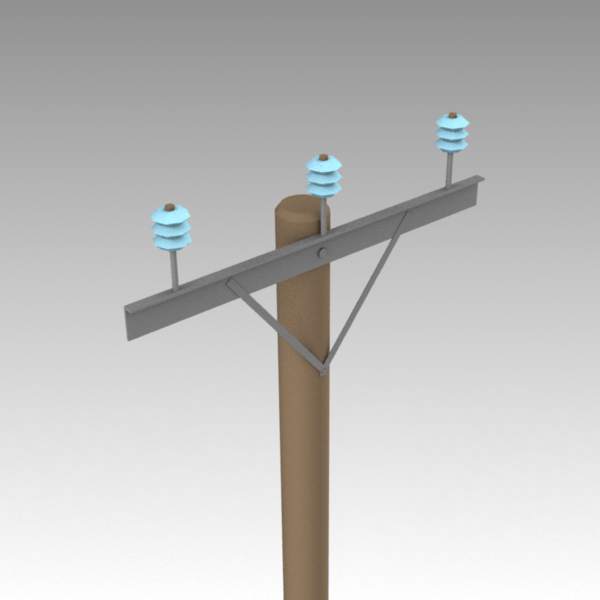 Low-poly, basic, 20ft / 6.5m power pole. 