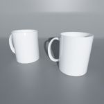 High-poly and low-poly 3d models of a cups. High-p...