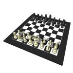 Deluxe black and white chess board with Staunton s...