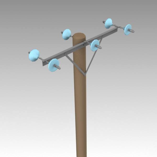 Low-poly 20ft / 6.5m power pole. 
