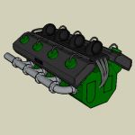 3d model of a truck engine with lots of details.