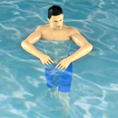 Man swimming; reduced polys from chest down.. 