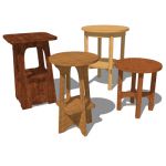 4 small arts and crafts style tables.