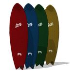 A selection of Lost surfboards in metallic twill f...